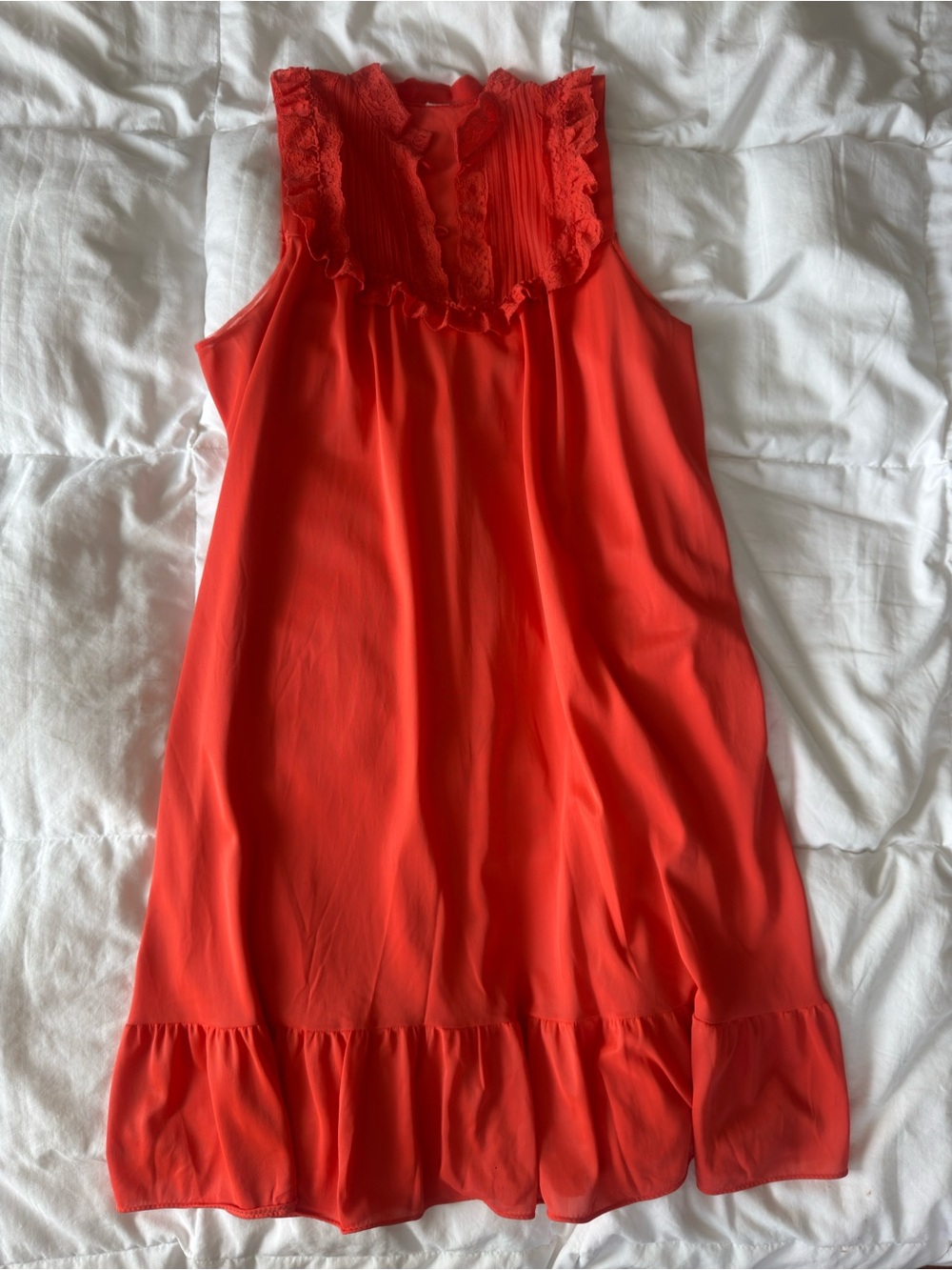 Vintage Orange Ruffled Nightgown - Picture 5 of 8